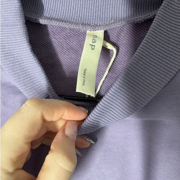 NWT Nap Loungewear Drawstring Hem Sweatshirt Purple Small Oversized Loose Baggy - Picture 3 of 7